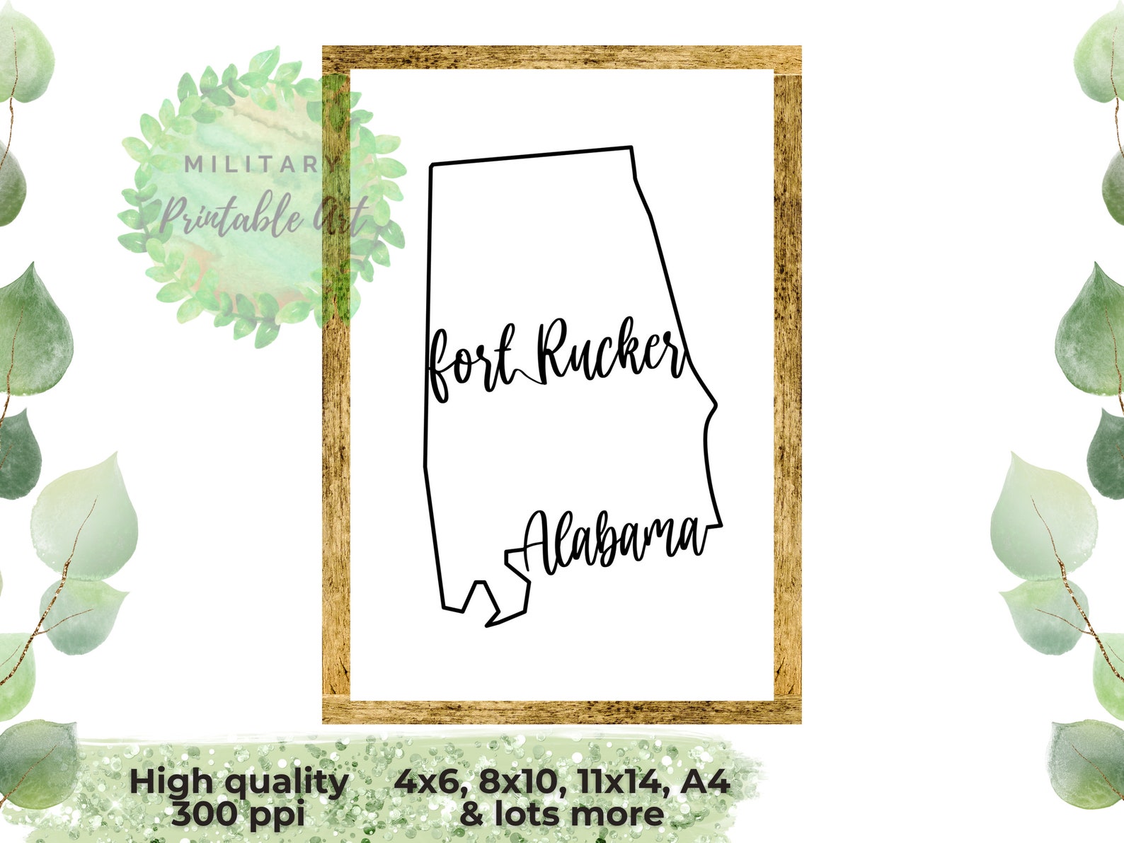 Fort Rucker Alabama AL minimal line map wall decor printable Etsy