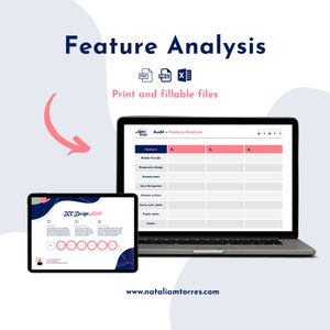 Modèle d’analyse de fonctionnalités pour un audit de conception UX pendant le processus de conception du produit, outil de recherche UX en stratégie de marché, analyse de la concurrence
