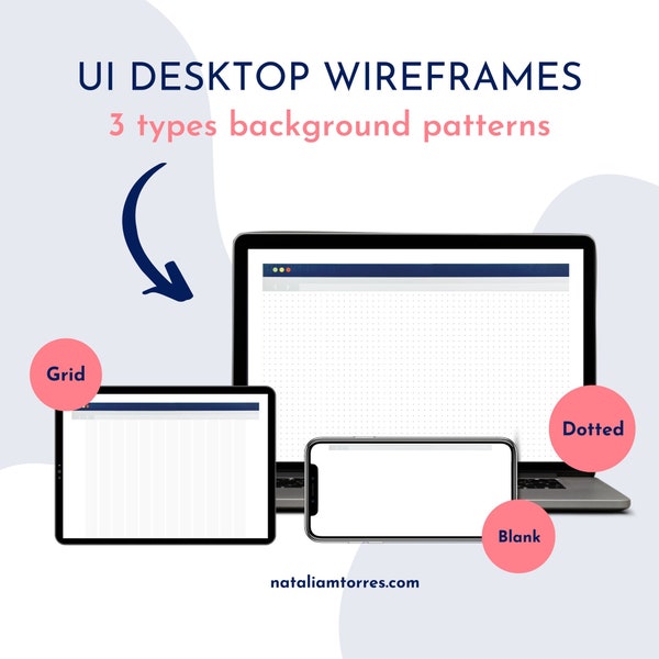 UX Design Desktop wireframes for UI sketching and low fidelity prototyping, UX research tool for user testing and responsive design template