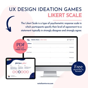 UX Design Likert scale for ideation session, Product management tool for users navigate experiences, Ideate games for facilitation sessions