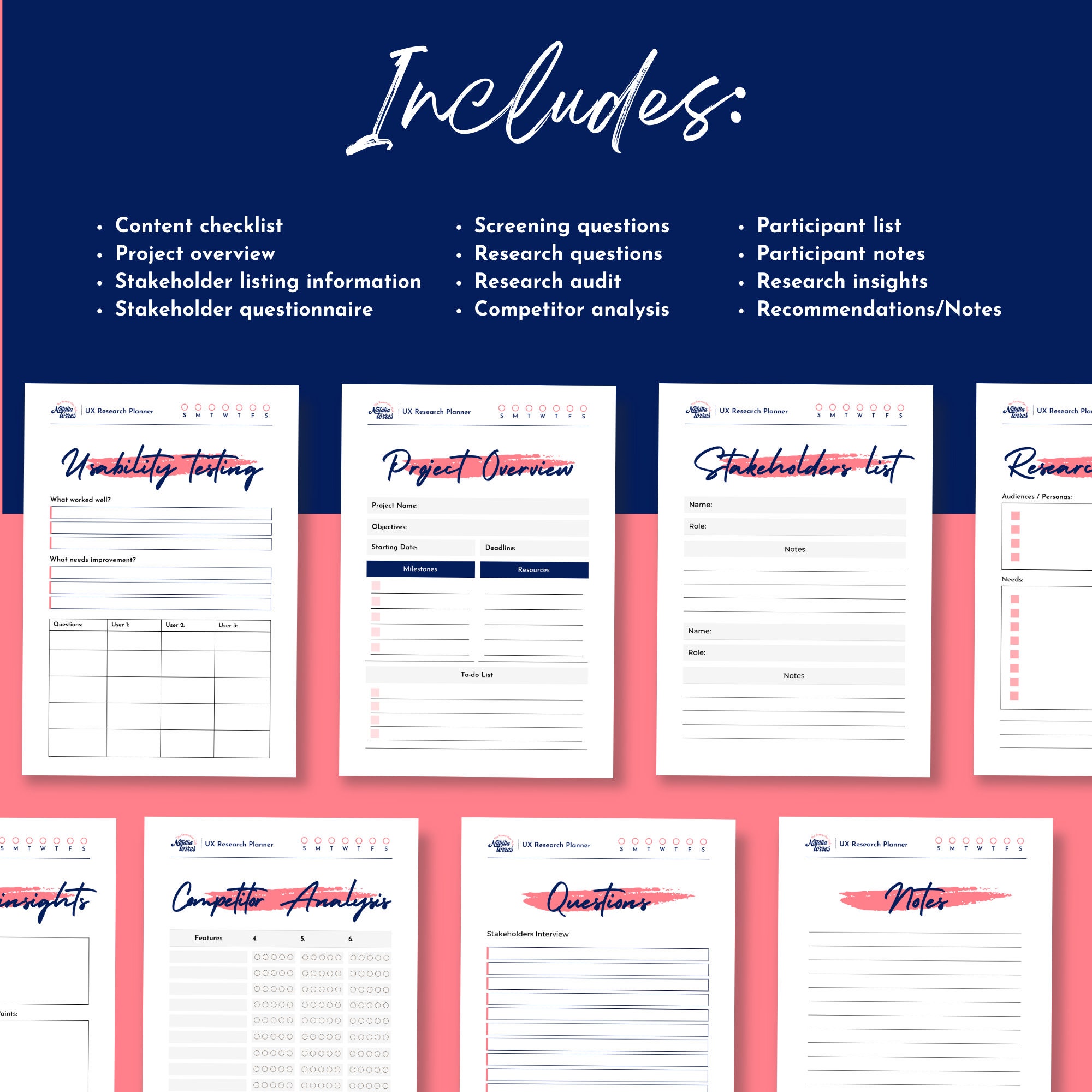 Ultimate UX Research Design Digital Planner and Printable Templates for ...