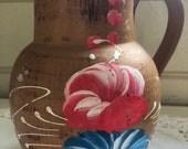 Vintage pottery pitcher milk jug farm house vase