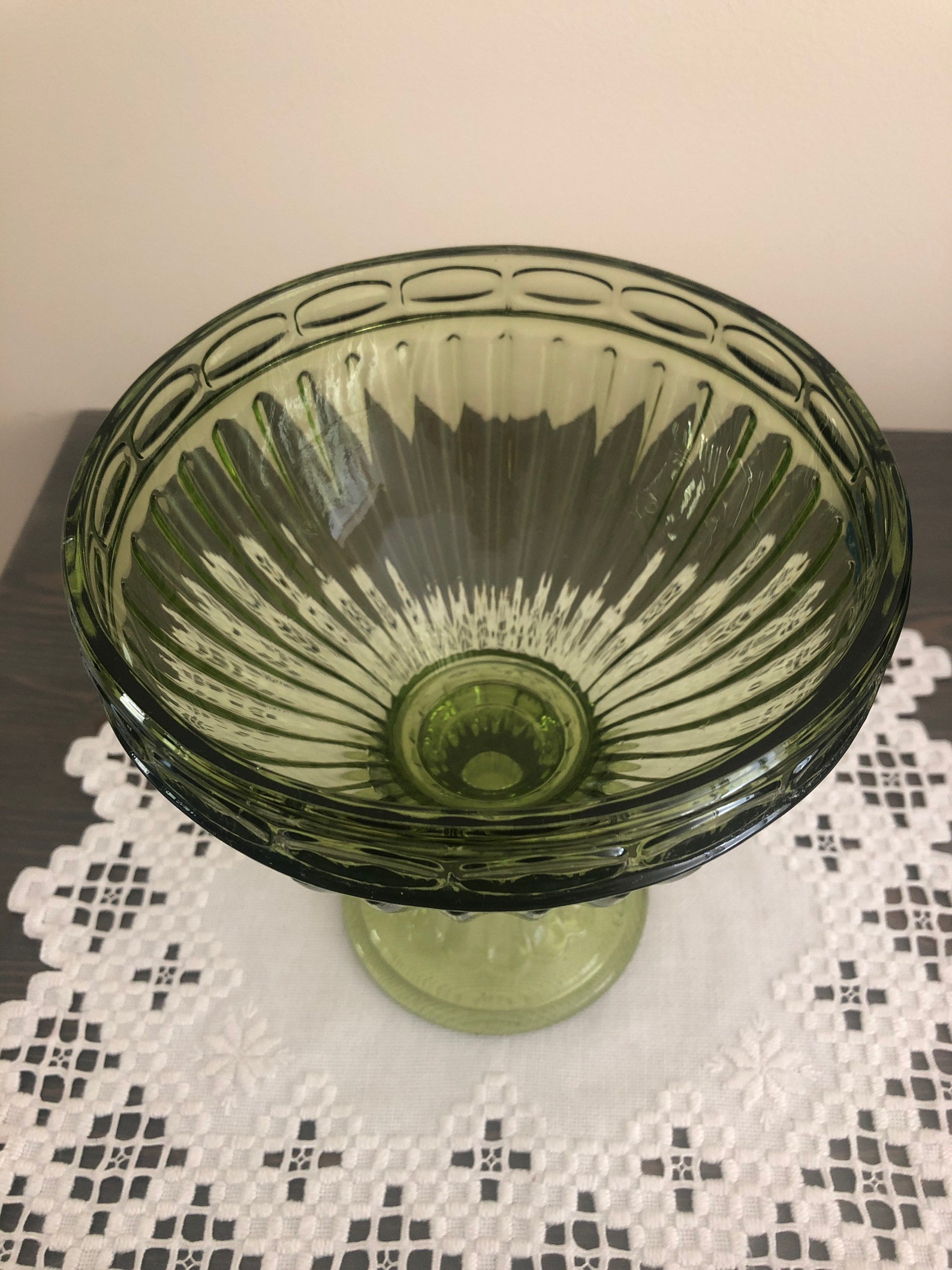 Vintage green glass candy dish/sugar bowl Etsy
