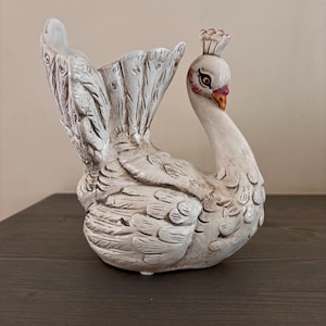 Vintage ceramic peacock vase/flower pot