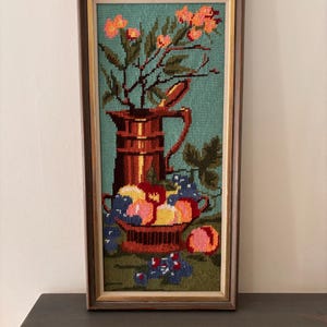 Vintage embroidered picture with frame