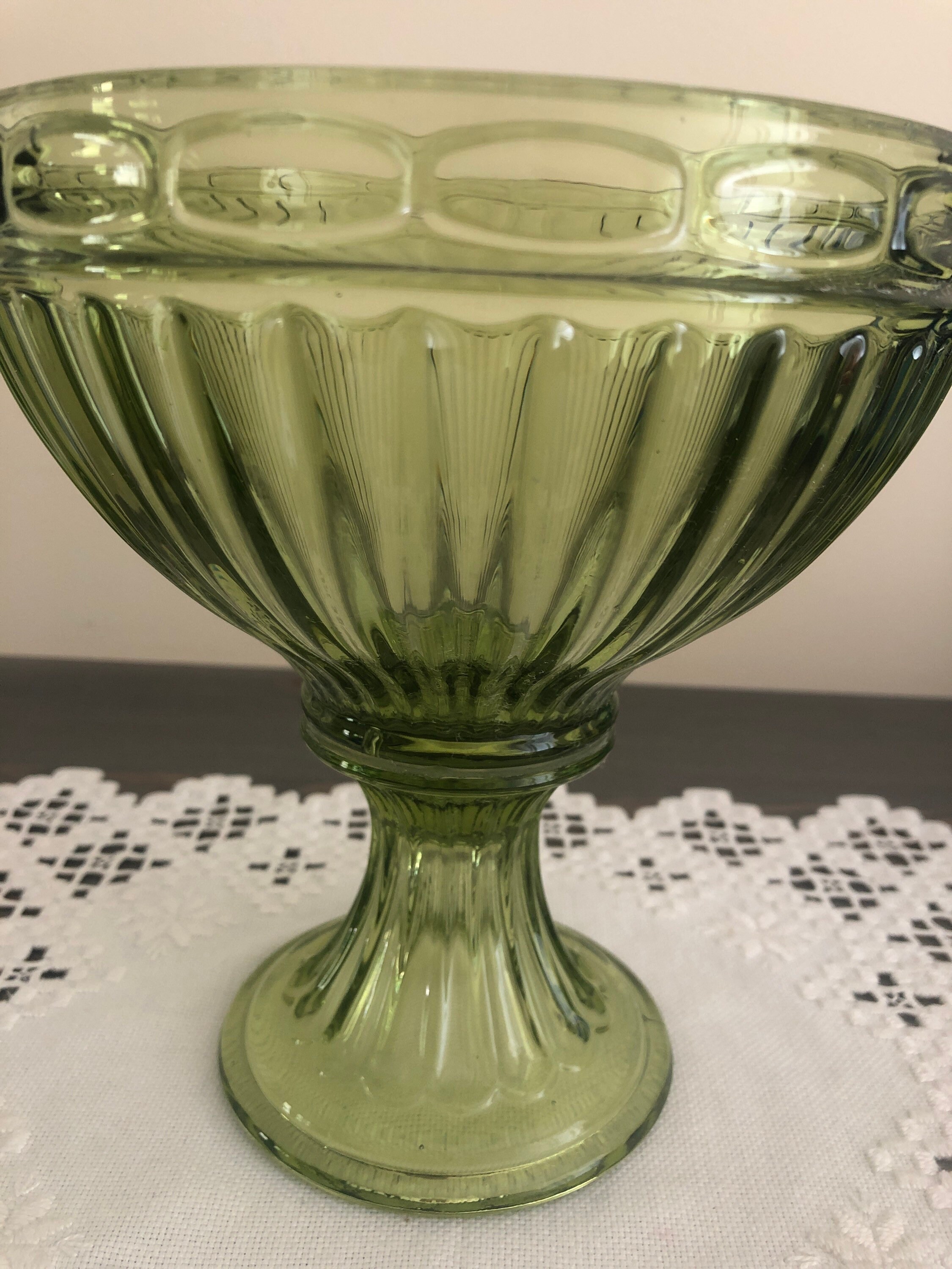 Vintage green glass candy dish/sugar bowl Etsy