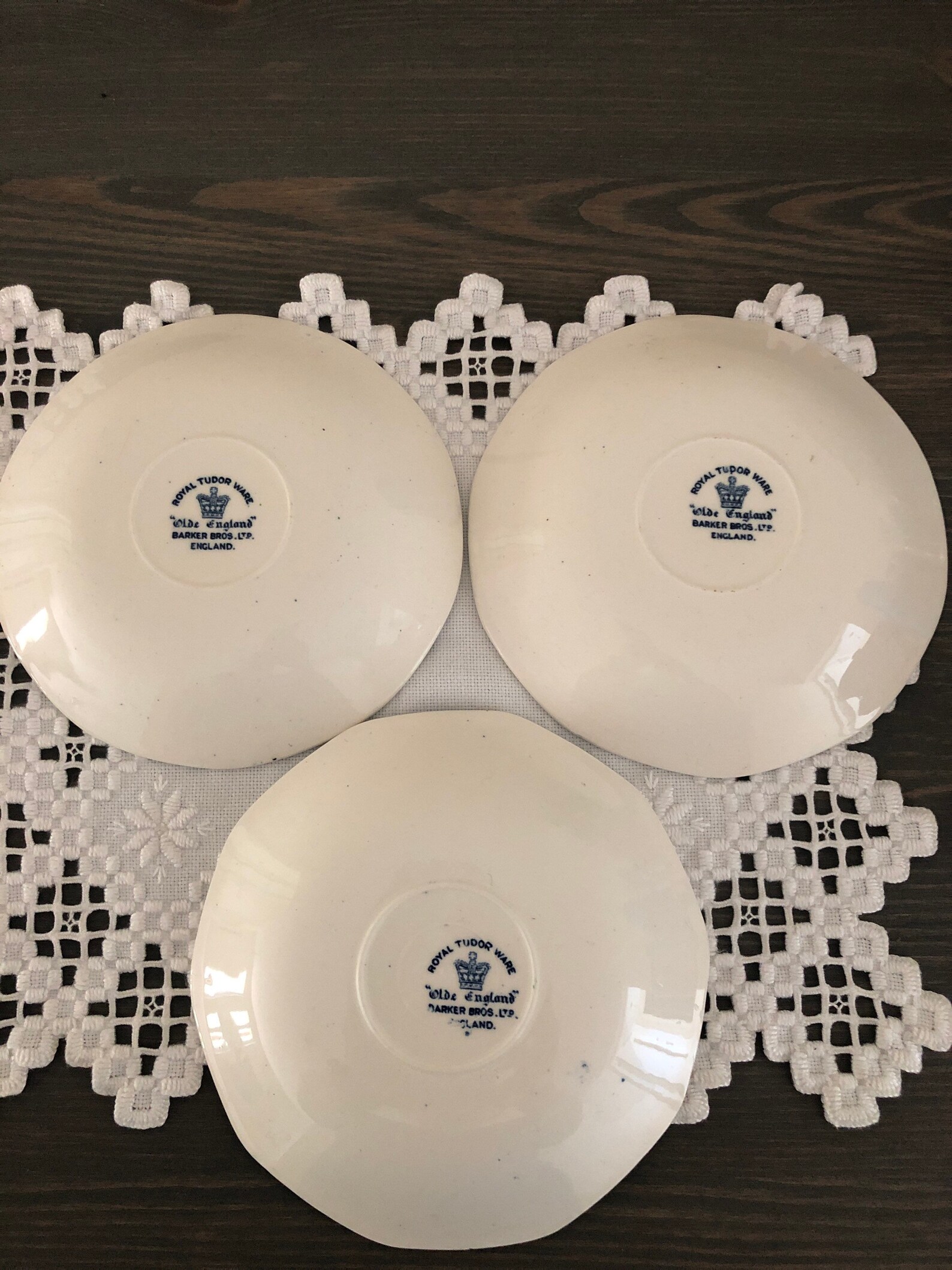Set of 3 Royal Tudor Ware Olde England blue saucer plates Etsy