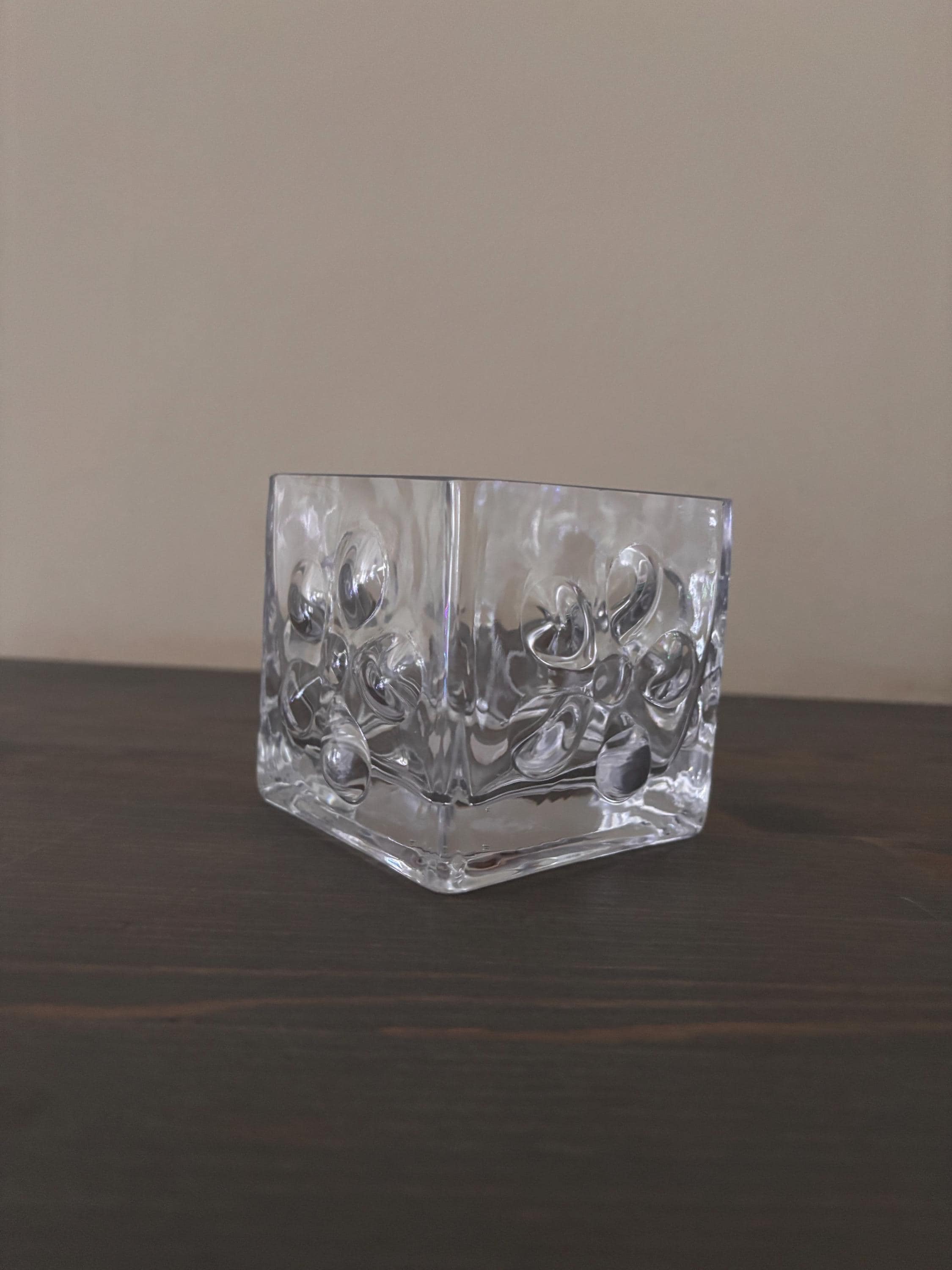 ヴィンテージの透明ガラスキャンドルホルダー - Etsy 日本