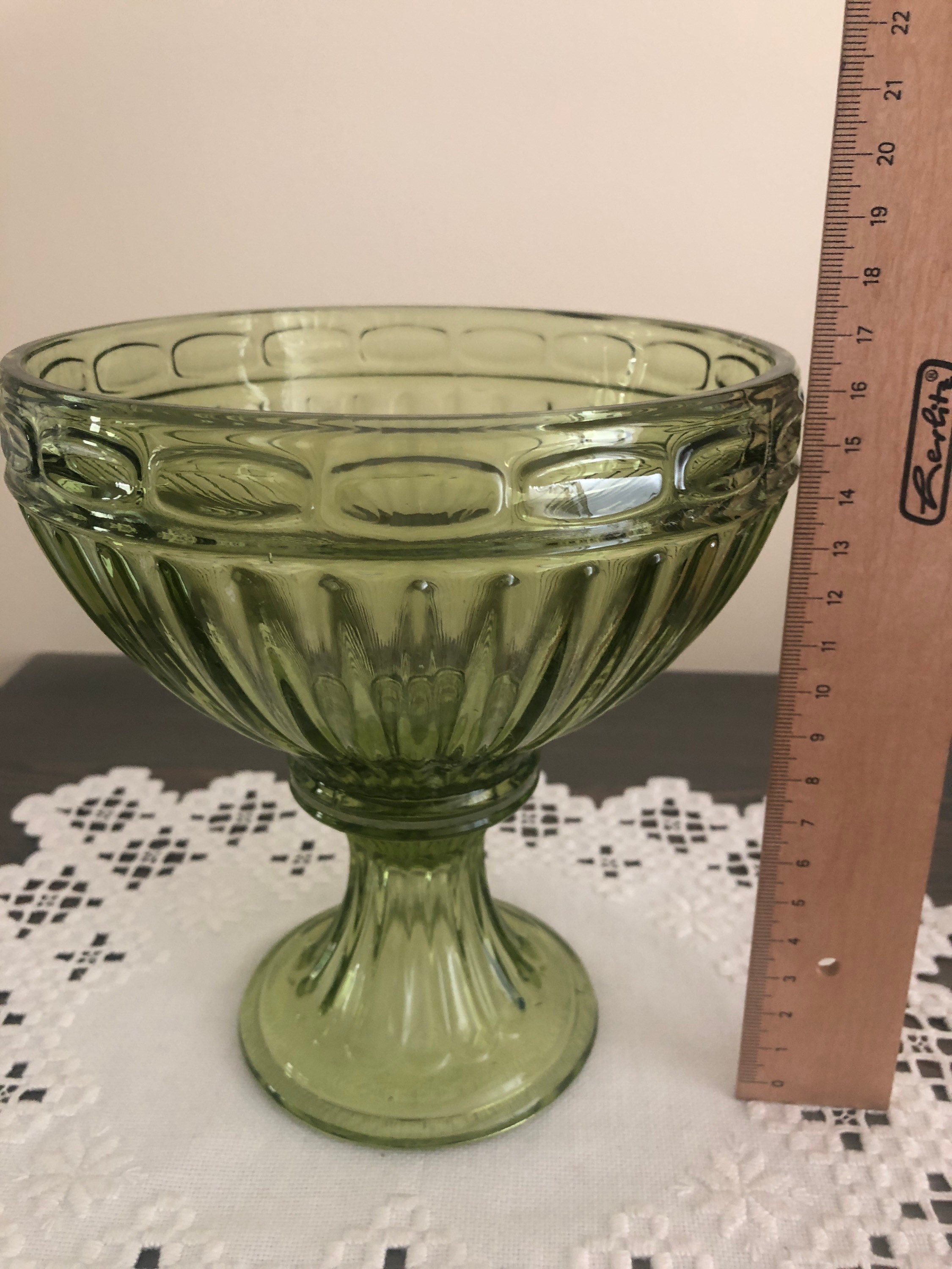 Vintage green glass candy dish/sugar bowl Etsy