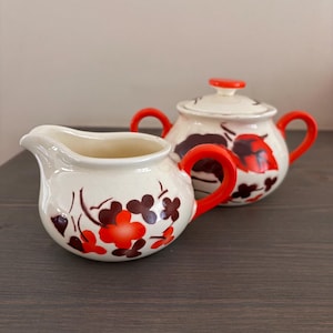 Vintage ceramic sugar bowl and creamer Germany