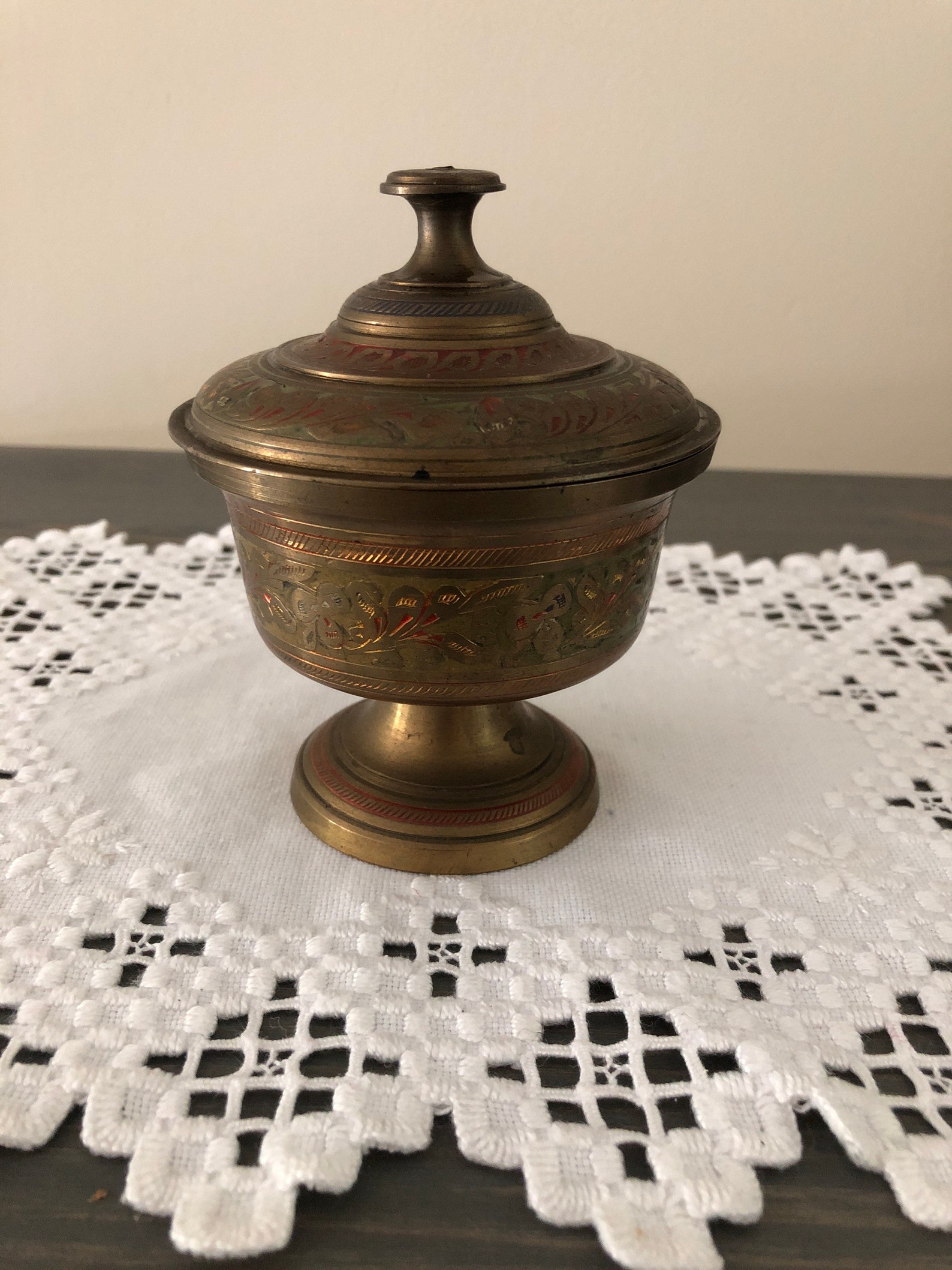 Vintage brass jar with lid/jewellery box and brass vase Etsy