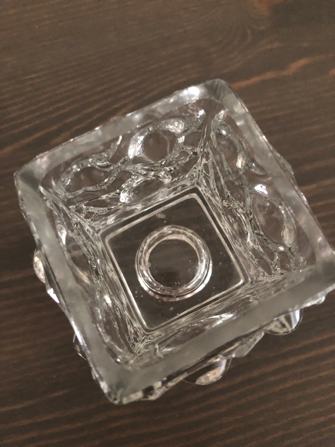 Vintage clear glass bubble candle holder Etsy