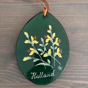 Handpainted green glass suncatcher