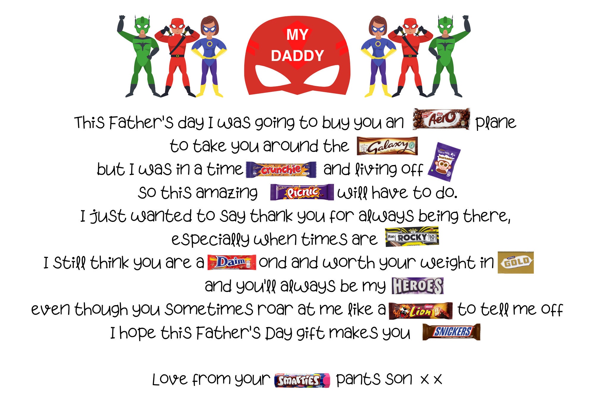 Father's Day Poem with Chocolate Message Gift Box Etsy