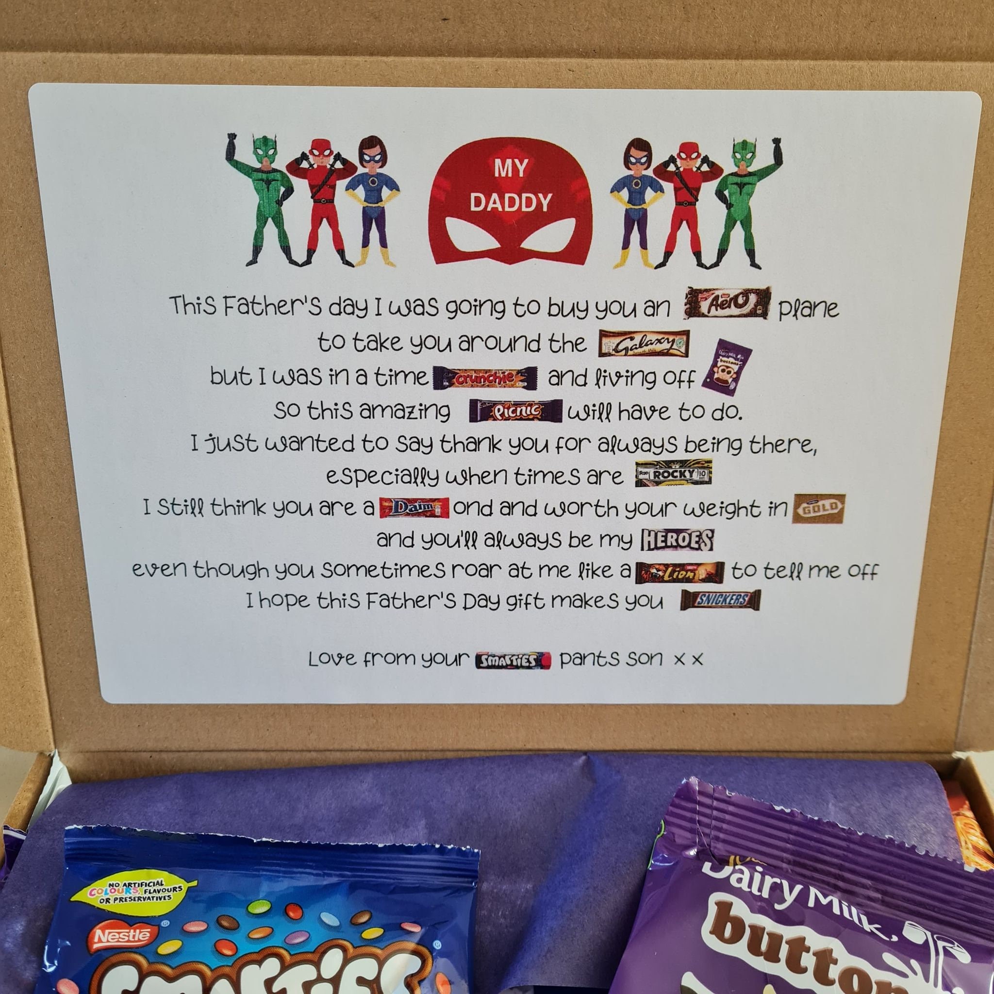 Father's Day Poem with Chocolate Message Gift Box | Etsy