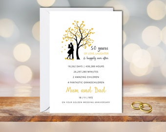 Personalised Golden Wedding Anniversary Card | 50 Years Married | Greeting Card | Congratulations | Married in 1973 | Golden Anniversary
