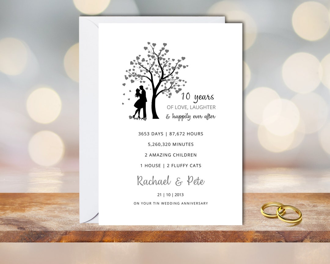 Personalised Tin Wedding Anniversary Card 10 Years Married Greeting ...