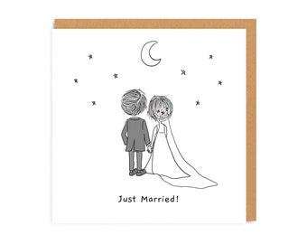 Just Married Card l Wedding Card l Bride and Groom l The Stars Aligned