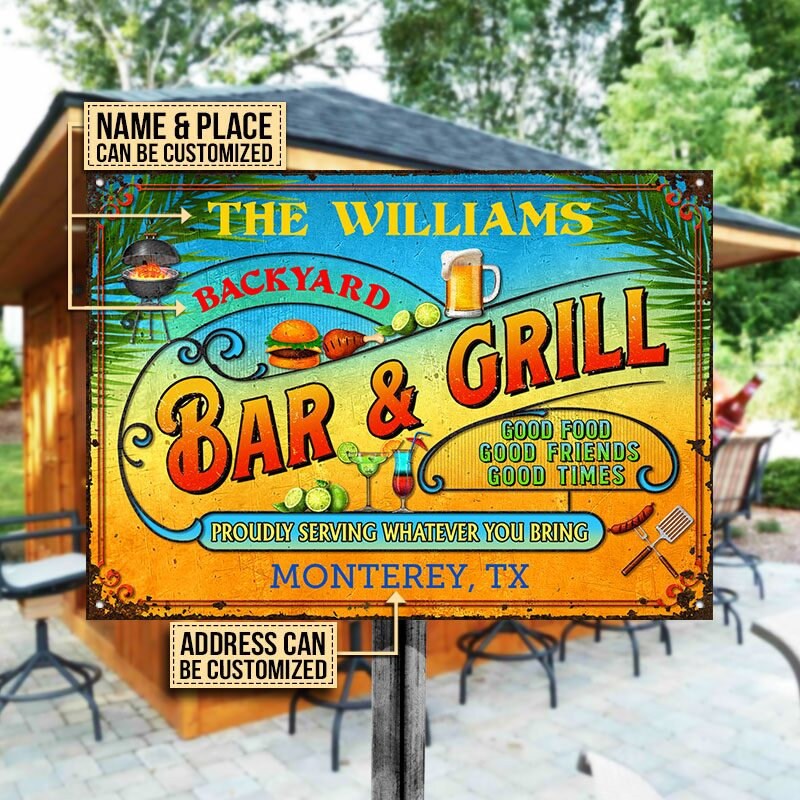 Letreros de metal de patio trasero personalizados bar y | Etsy
