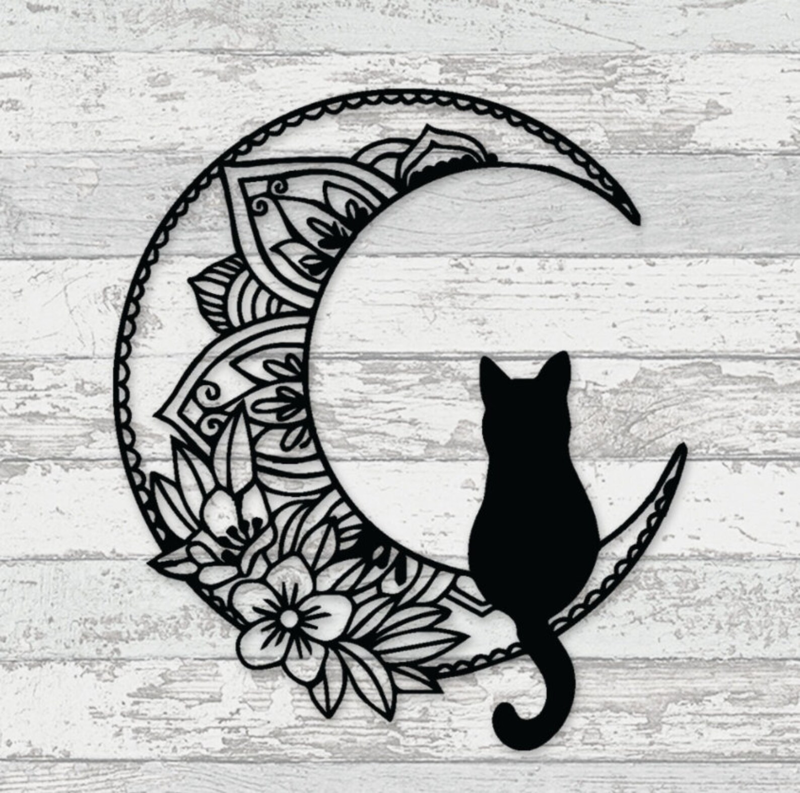 Black Cat On The Moon Metal Wall Art Cat Metal Signs Gift Etsy