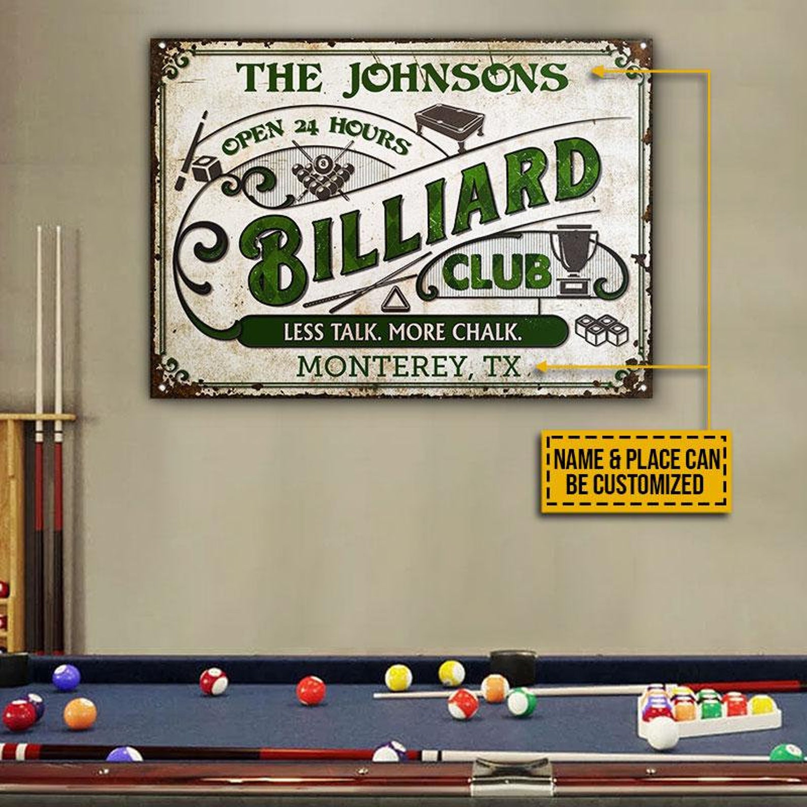 Personalized Billiard Room Rules Of Etiquette Metal Signs Etsy