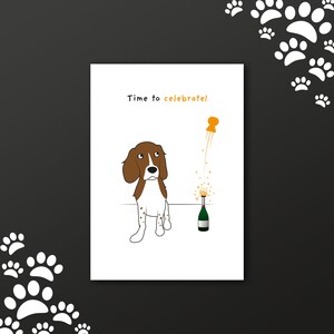 Engelse springerspaniël/lege wenskaart/tijd om te vieren! Glitteroptie beschikbaar!