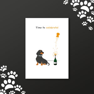 Dachshund / Blank Greetings Card / Time to Celebrate! / Glitter Option Available!!