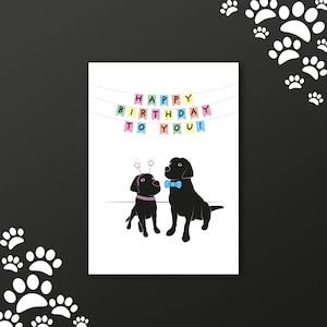 Labrador preto / Cartão de felicitações em branco / Feliz aniversário!