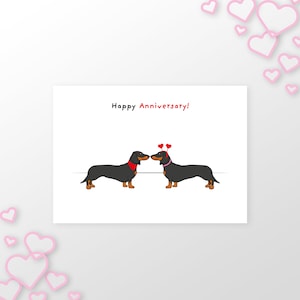 Bassotto / Buon anniversario / OPZIONE GLITTER DISPONIBILE / Biglietto di auguri vuoto