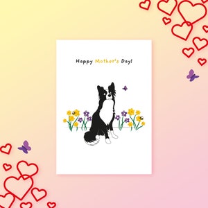 Border Collie / Feliz día de la madre - Tarjeta de felicitación en blanco