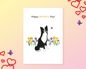 Border Collie / Happy Mother's Day - Blank Greetings Card