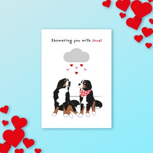 Berner Sennenhund / Valentinstag Karte / Showering you with Love - Blank Greetings Card