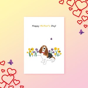Basset Hound / Happy Mother's Day - blanco wenskaart