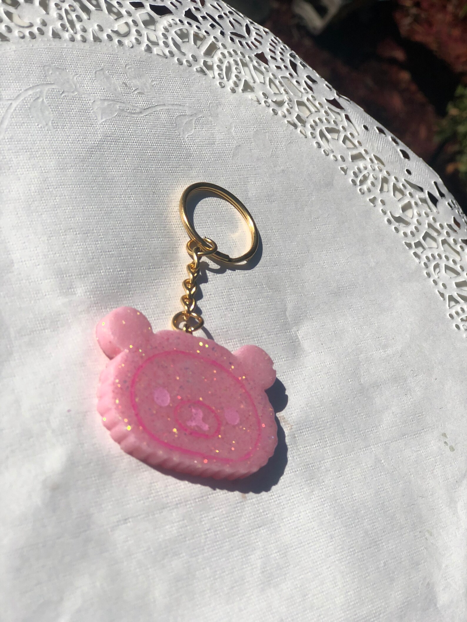 Pink Rilakkuma keychain charm | Etsy