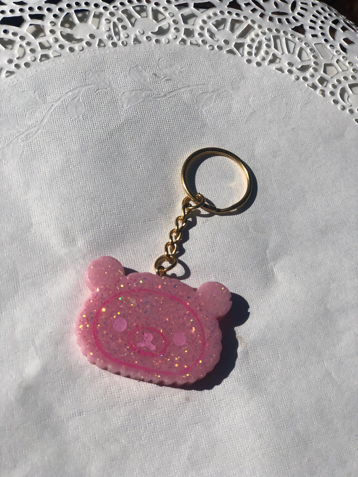 Pink Rilakkuma keychain charm | Etsy