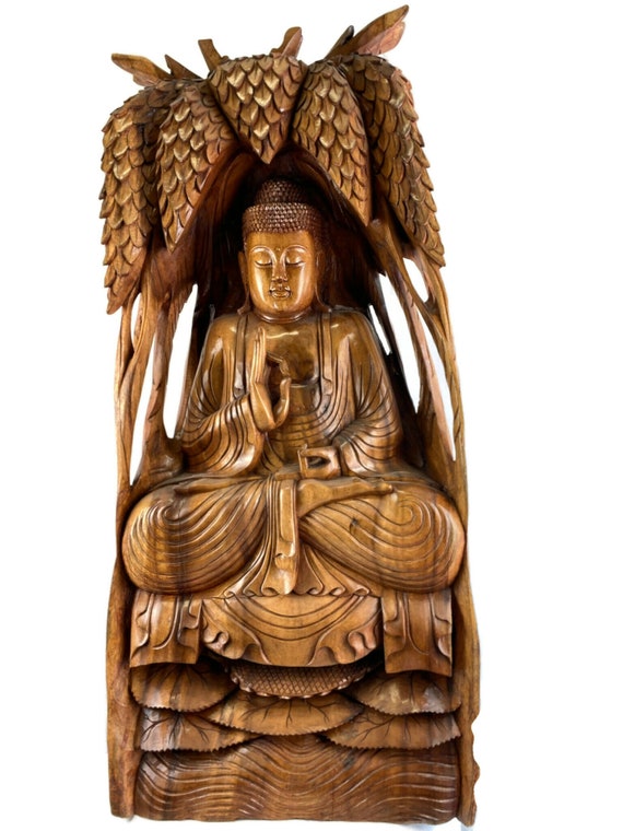Wooden buddha  Handmade wooden statue  Indonesian statue
