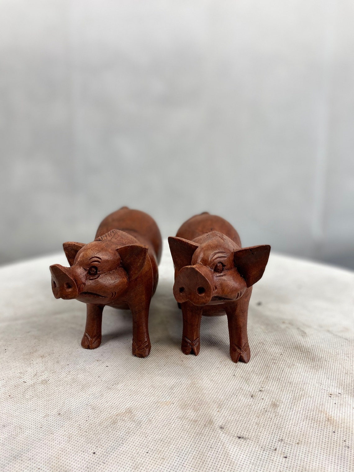Wooden pig / handmade wooden statue / Indonesian statue Etsy