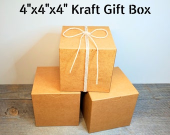 4"x4"x4" Kraft Paper Gift Boxes | Set of 10 Boxes | Brown Tuck Top Gift Boxes | Stocking Stuffer | Wedding Favors | Ornament or Mug Gift Box