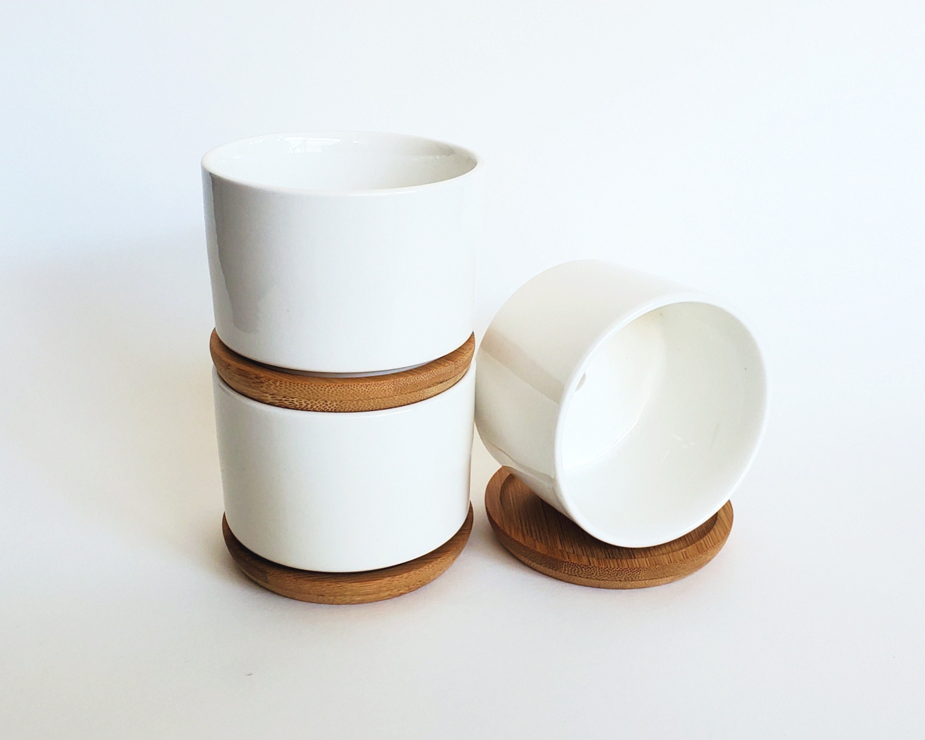 Small White Ceramic Succulent Pots Set of 3 | 3.1" Wide Round Planters ...