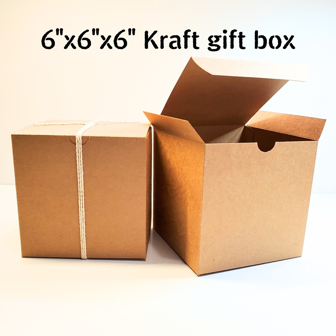 6x6x6 Kraft Paper Gift Boxes Set of 5 Boxes Brown Tuck Top Gift Boxes