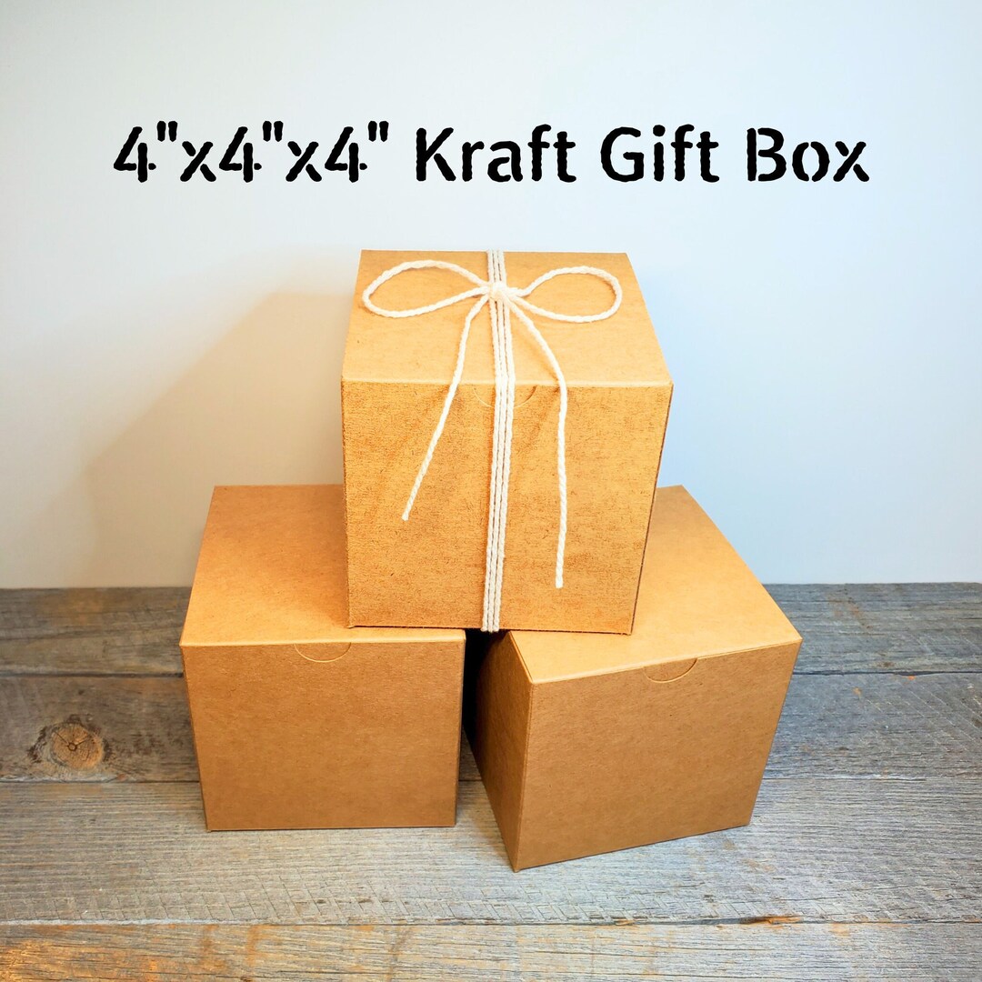 4x4x4 Kraft Paper Gift Boxes Set of 10 Boxes Brown Tuck Top Gift Boxes