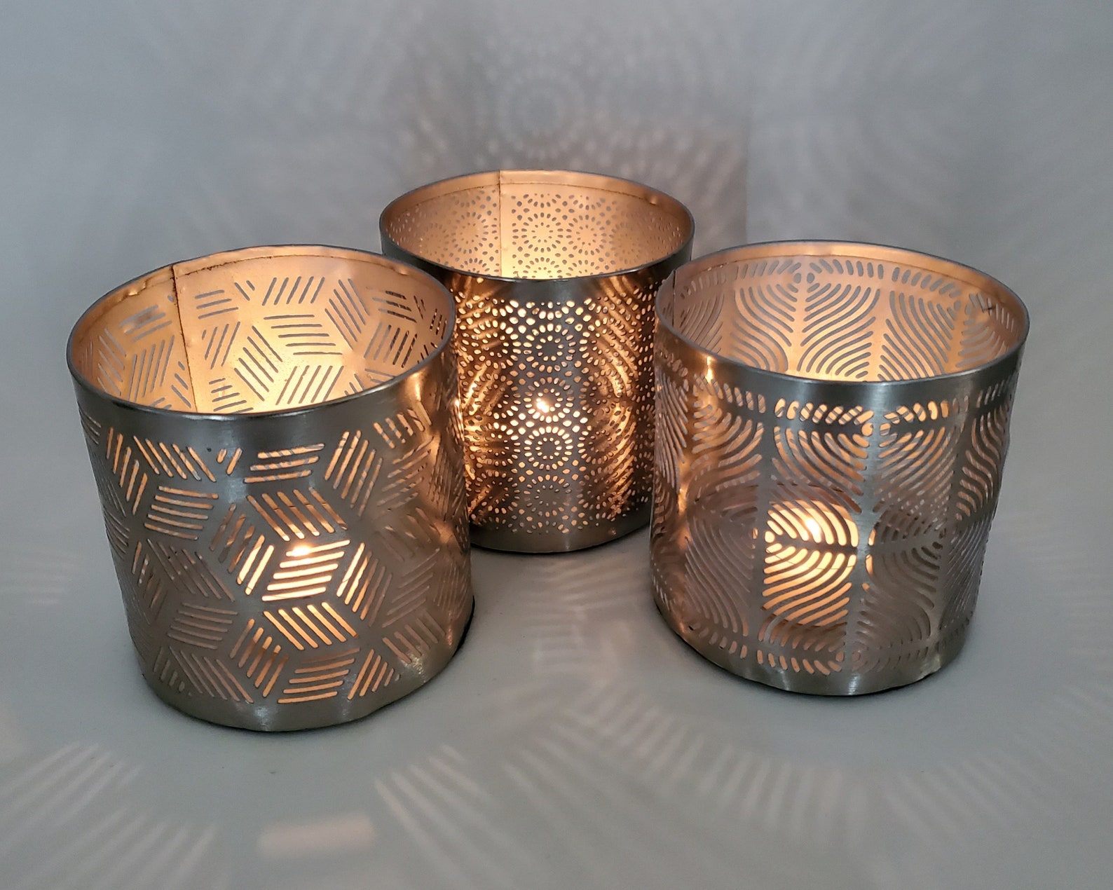 Shadow Casting Candle Holders Project Images in 3 Different Etsy