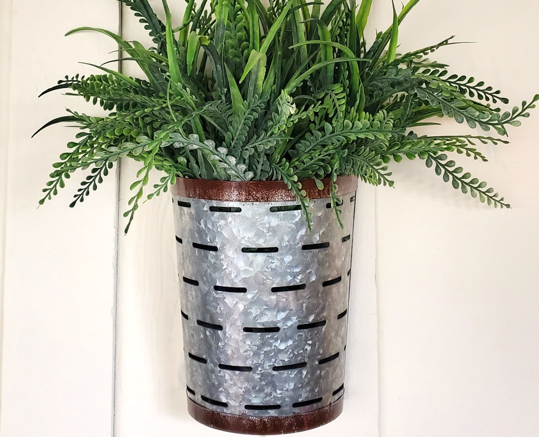 Wall Planter Vintagelook Olive Bucket Wallmounted Planter Rustic