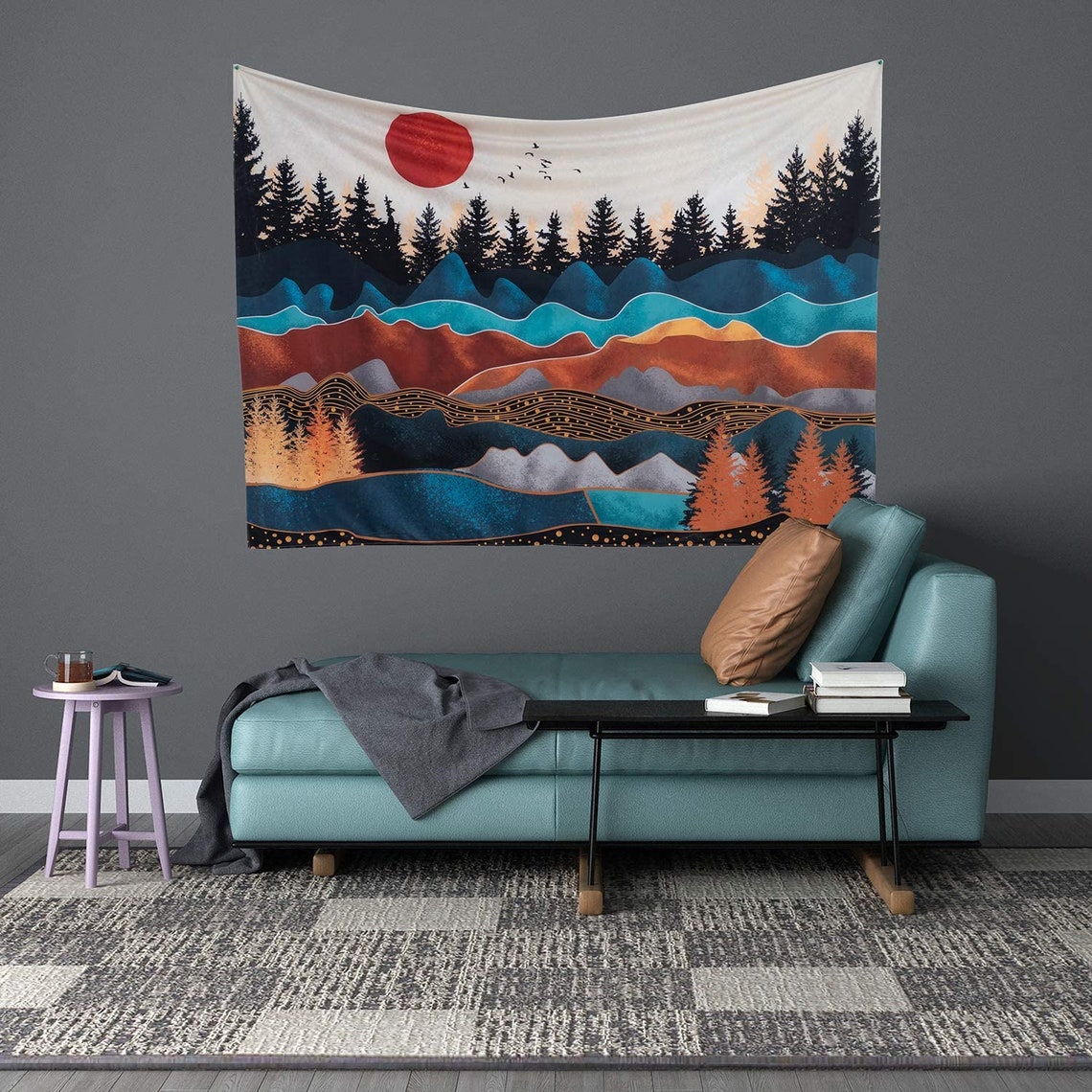 WALL HANGING TAPESTRY Forest Mountain Tapestry Wall Hanging  Etsy