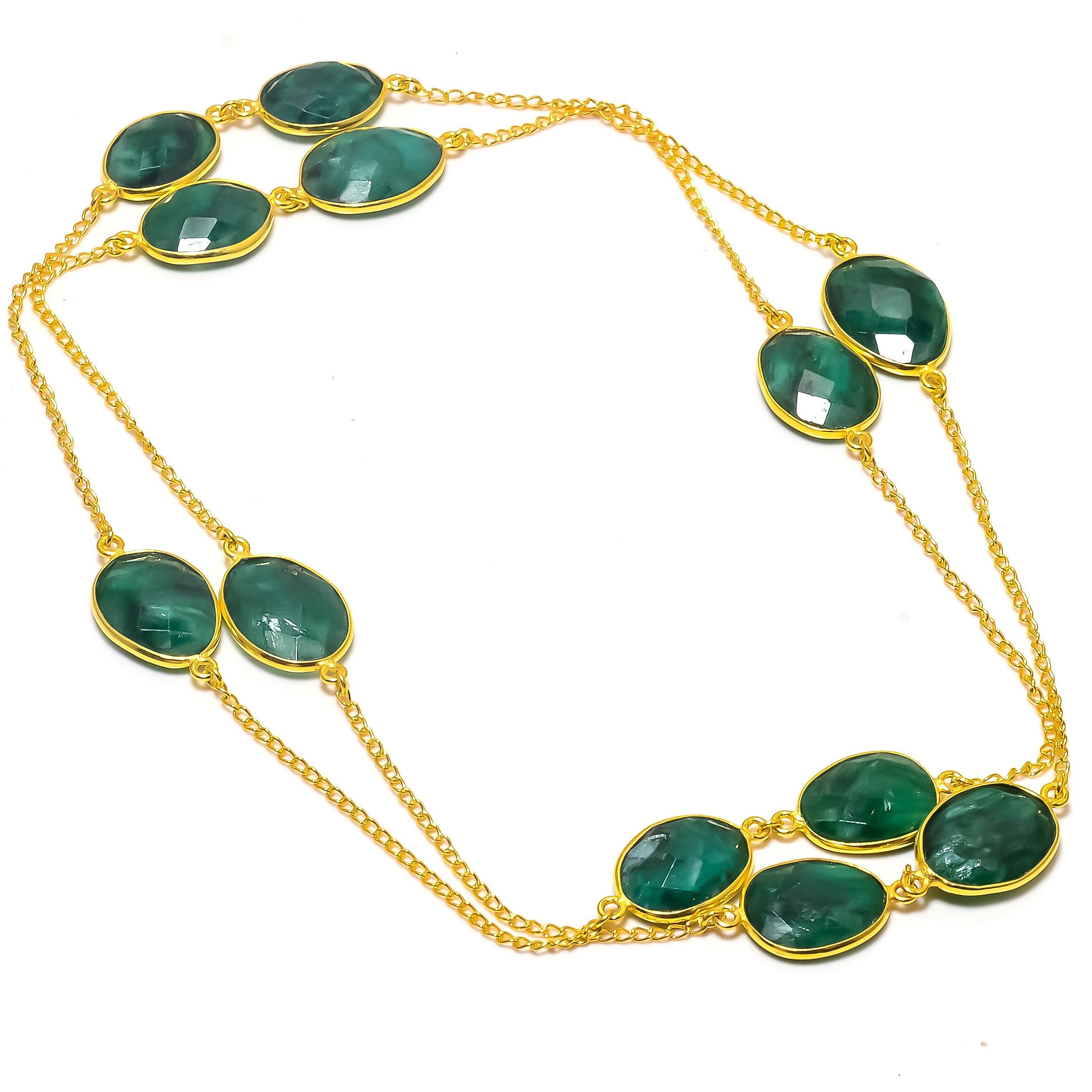Skota Emerald Gemstone Handmade Gold Plated Jewelry Necklace Etsy