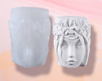3D Large Candle Mould | Wreath Flower Girl Mould | Silicone Mould | Silicone Plaster Mould | Epoxy Resin Mould | Flower Face Mould