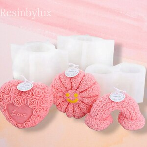 Large Rose Silicone Mould | Rose Heart Mould | Rose Rainbow Sun Mould | Valentine&#39;s Candle Mould | Rose Soap Mould | Candle Silicone Mould