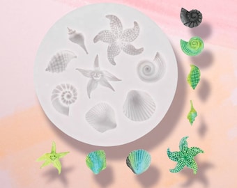 Seashells Starfish Silicone Mold: Wax Melts, Resin, Cake DIY