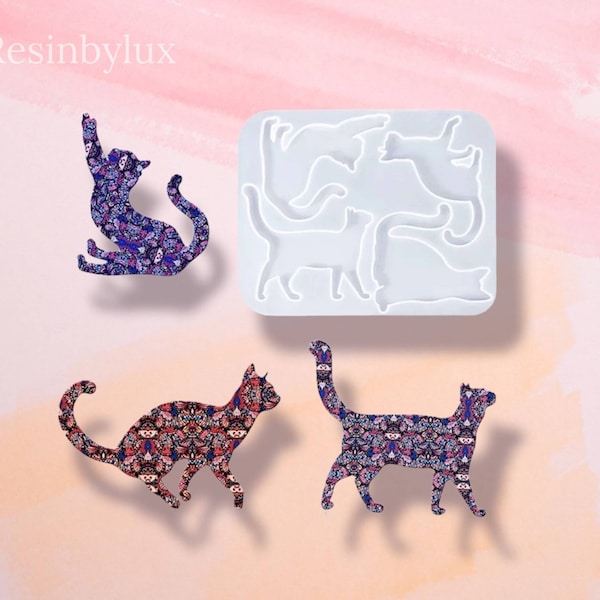 Cat Silicone Mould | Epoxy Resin Mould | Epoxy Resin Cat Mould | Cat Jewellery Mould | Cat Brooch Mould | Cat Keyring Mould | Animal Mould