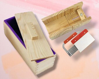 Wooden Soap Loaf Cutter Set, Adjustable Slicer, Silicone Soap Mould, Straight & Wavy Cutters, DIY Soap Making Tools